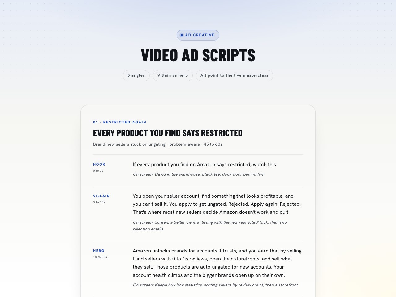Ad creative scripts preview